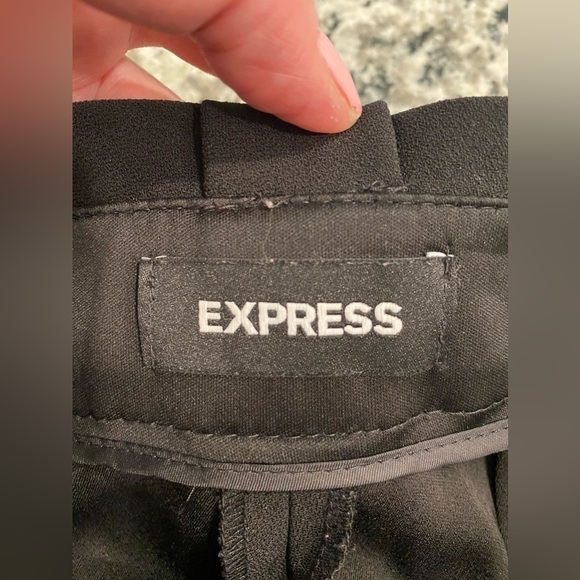 Black Express Paperbag High Rise Slim Pants Long 0 Ankle Office Business - Picture 4 of 8